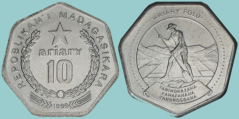 Madagascar 10 Ariary 1999