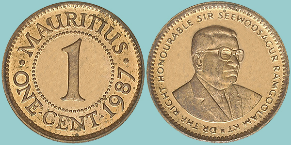 Mauritius 1 Cent 1987