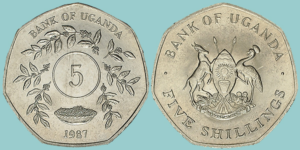 Uganda 5 Scellini 1987