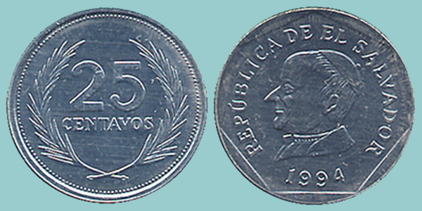 El Salvador 25 Centavos 1994