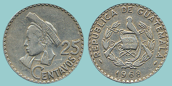 Guatemala 25 Centavos 1968