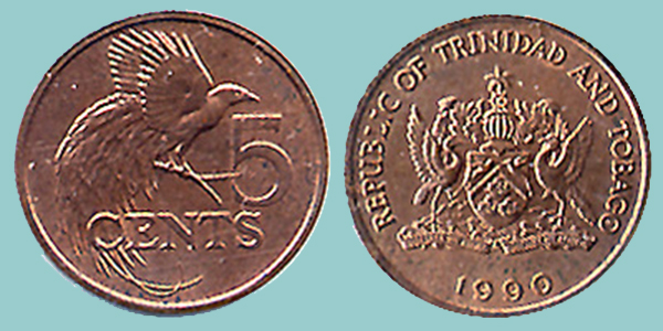 Trinidad e Tobago 5 Cents 1990