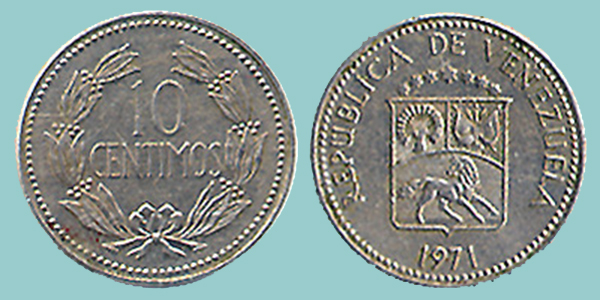 Venezuela 10 Centimos 1971