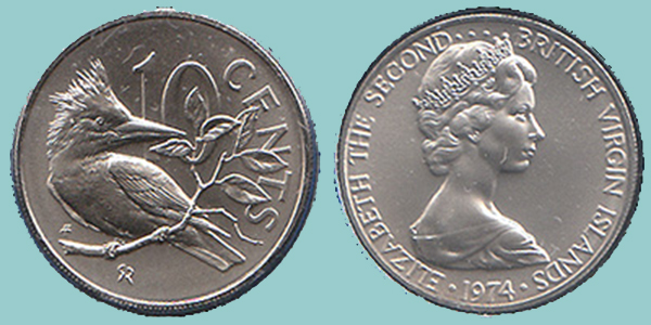 Isole Vergini Britanniche 10 Cents 1974