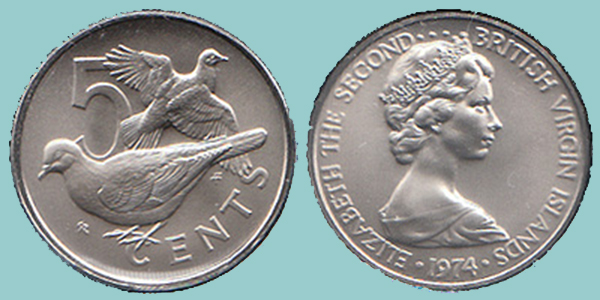 Isole Vergini Britanniche 5 Cents 1974