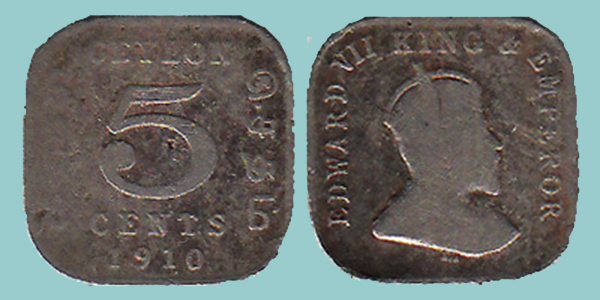 Sri Lanka Ceylon 5 Cents 1910