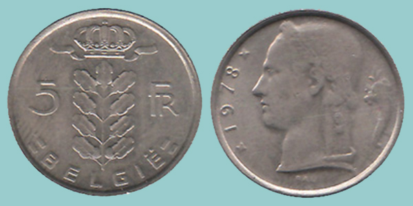 Belgio 5 Franchi 1978