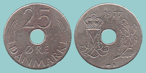 Danimarca 25 Øre 1977