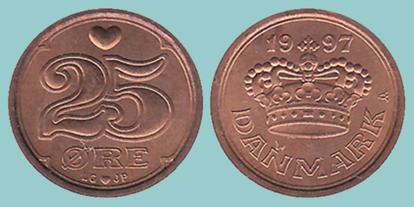 Danimarca 25 Øre 1997