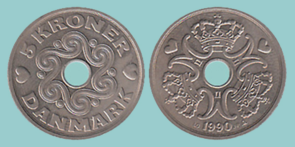 Danimarca 5 Corone 1990