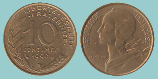 Francia 10 Centimes 1990