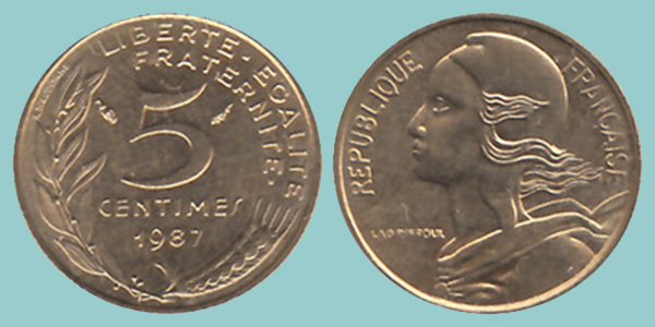 Francia 5 Centimes 1987