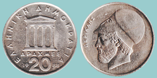 Grecia 20 Dracme 1988