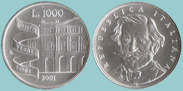 Repubblica Italiana 1.000 Lire 2001 Giuseppe Verdi