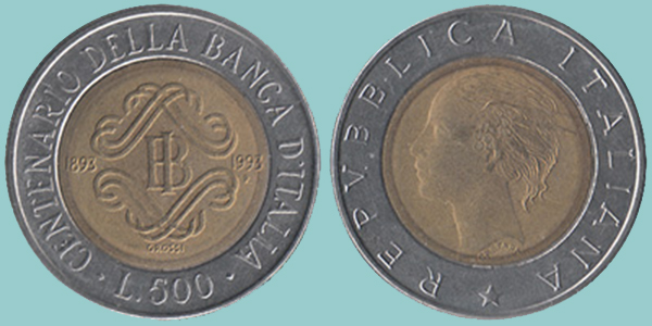 Repubblica Italiana 500 Lire 1993