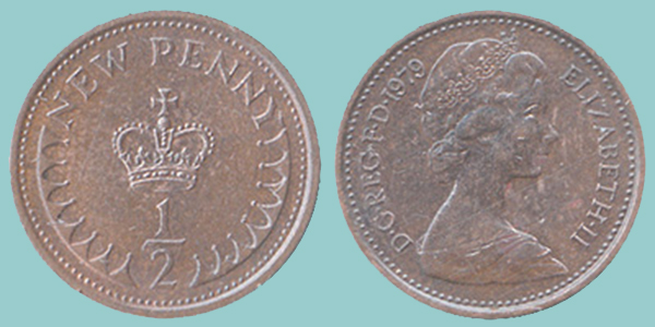 Gran Bretagna 1/2 New Penny 1979