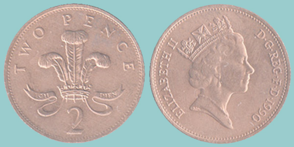 Gran Bretagna 2 Pence 1990