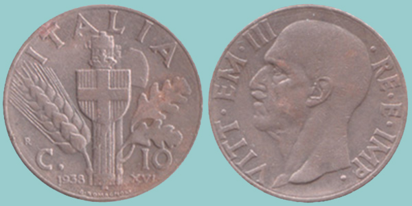 Vittorio Emanuele III 10 Centesimi 1938