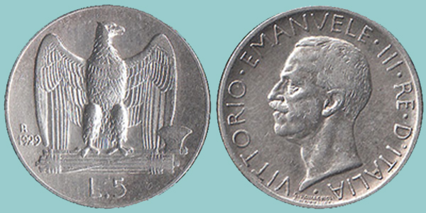 Vittorio Emanuele III 5 Lire 1929
