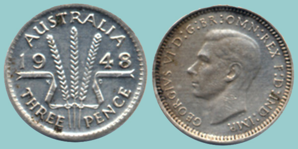 Australia 3 Pence 1948