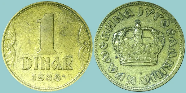 1 dinar 1938, entrambe le facce