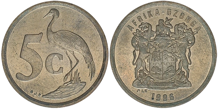 Sud Africa 5 Cents 1996