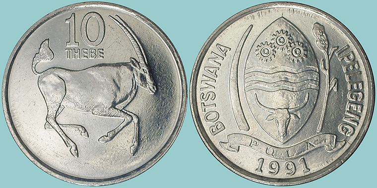 Botswana 10 Thebe 1991