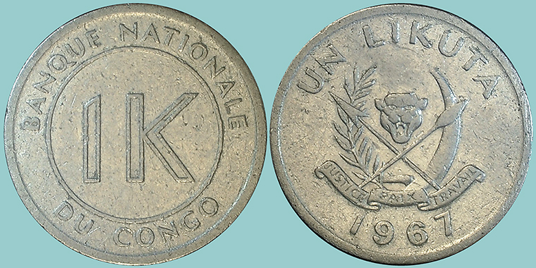 Congo Rep. Democratica 1 Likuta 1967