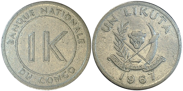 Congo Rep. Democratica 1 Likuta 1967