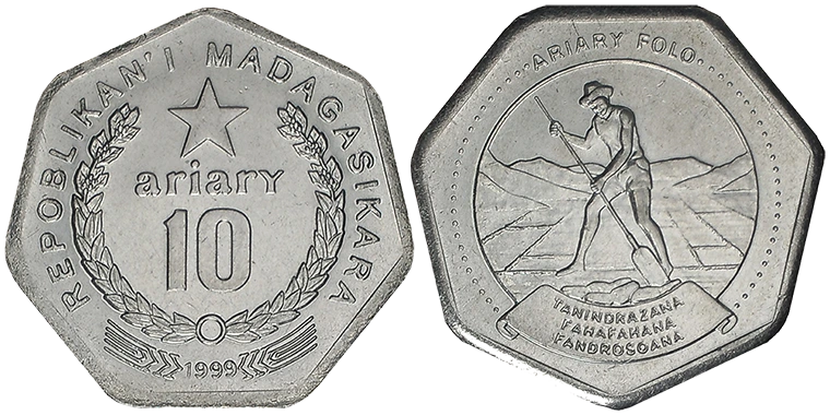 Madagascar 10 Ariary 1999