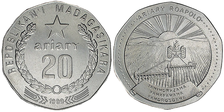 Madagascar 20 Ariary 1999