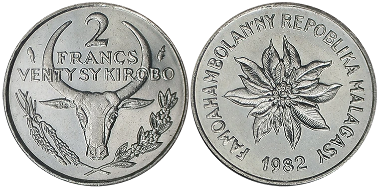 Madagascar 2 Francs 1982