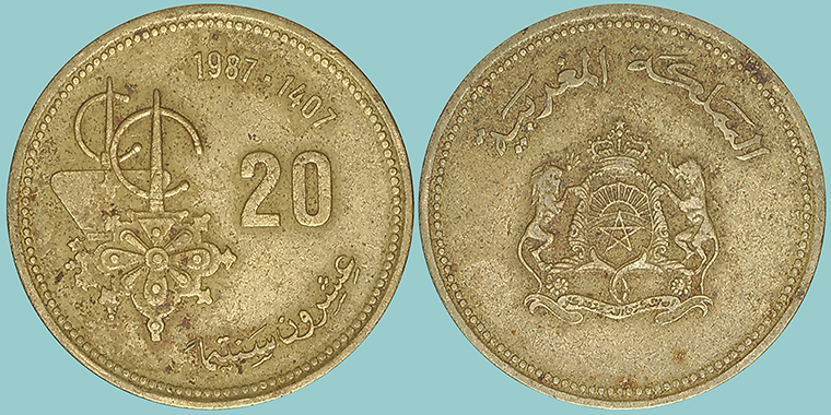 Marocco 20 Santimat 1987