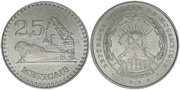 Mozambico 2 1/2 Meticais 1986