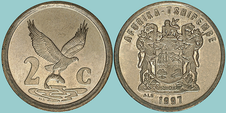 Sud Africa 2 Cents 1997