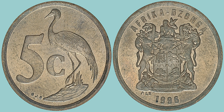 Sud Africa 5 Cents 1996