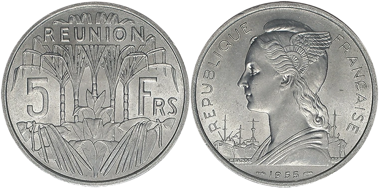 Reunion 5 Francs 1955