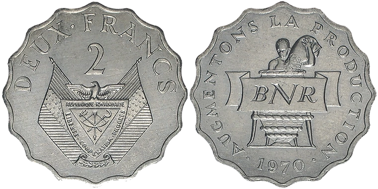 Rwanda 2 Francs 1970