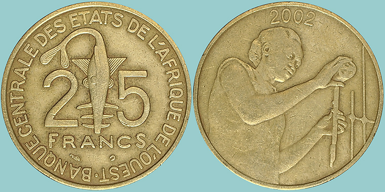 Stati dell'Africa Occidentale 25 Francs CFA 2002