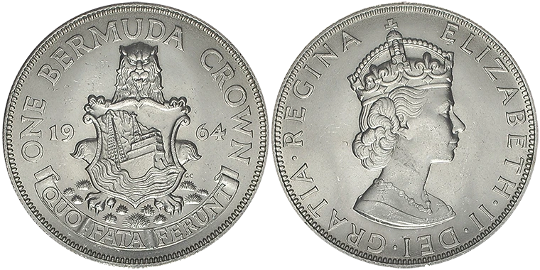 Bermuda 1 Crown 1964