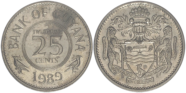 Guyana 25 Cents 1989