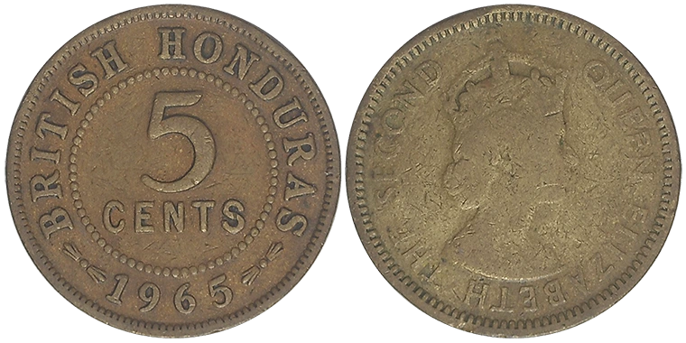Honduras Britannico 5 Cents 1965