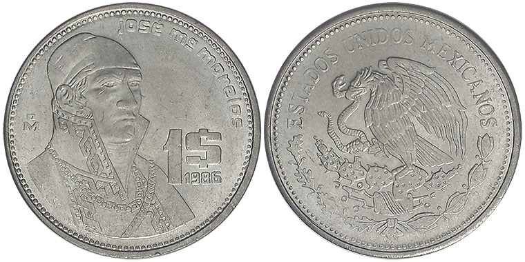 Messico 1 Peso 1986