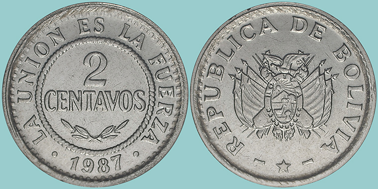 Bolivia 2 Centavos 1987