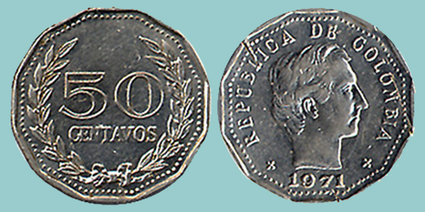 Colombia 50 Centavos 1971