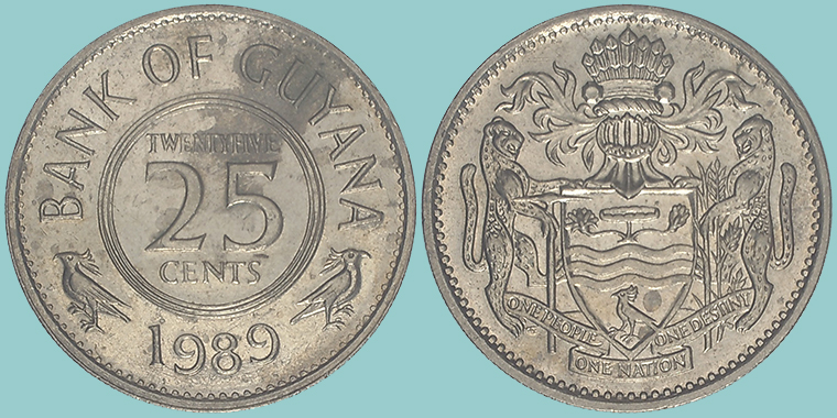 Guyana 25 Cents 1989