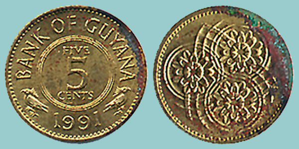 Guyana 5 Cents 1991