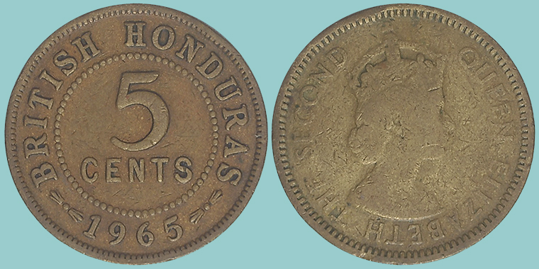 Honduras Britannico 5 Cents 1965