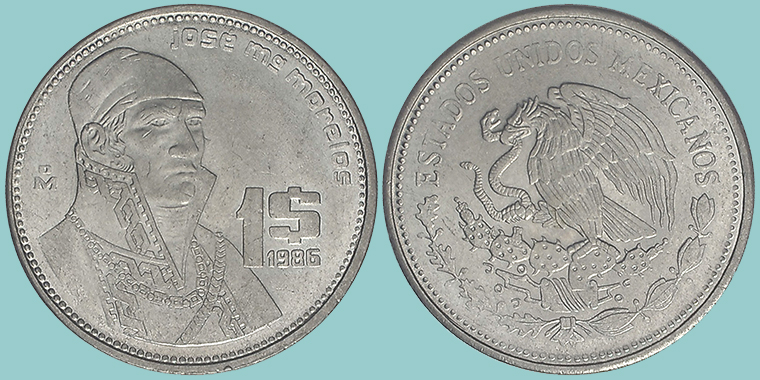 Messico 1 Peso 1986