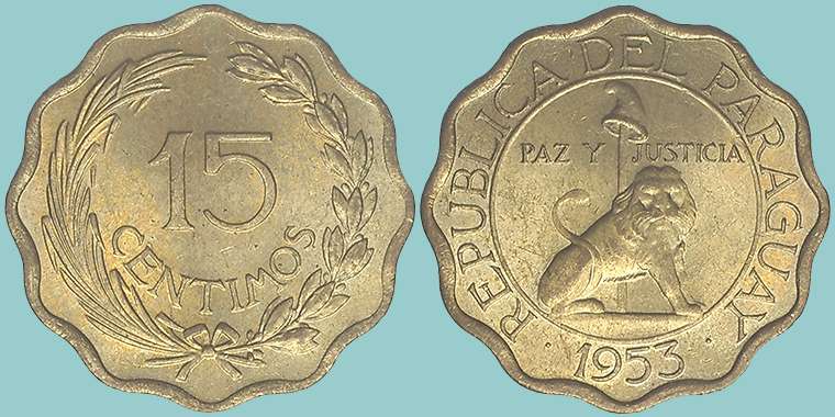 Paraguay 15 Centimos 1953